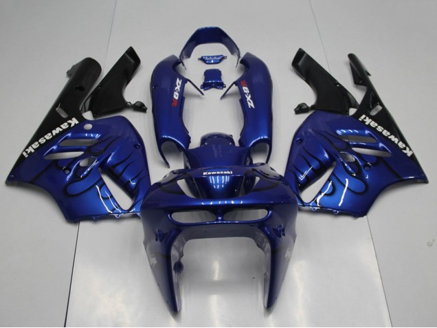 1994-1997 Blue Black Flame Kawasaki ZX9R Motorcycle Fairings UK Stores