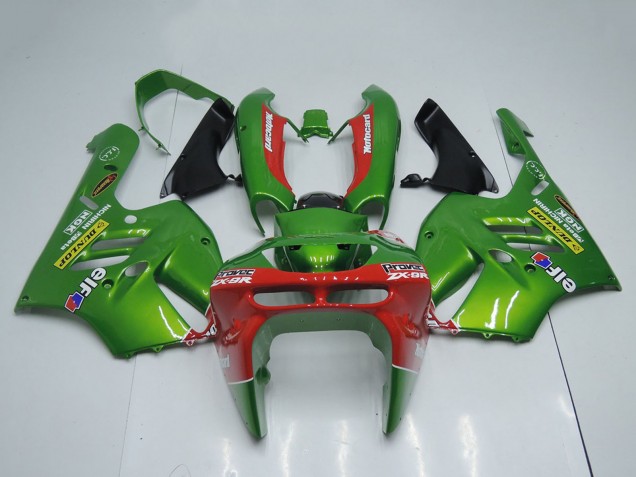 1994-1997 Green Red Elf Dunlop Kawasaki ZX9R Motorcycle Fairings UK Stores