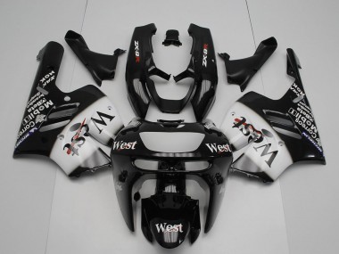 1994-1997 Glossy Black White West Kawasaki ZX9R Motorcycle Fairings UK Stores