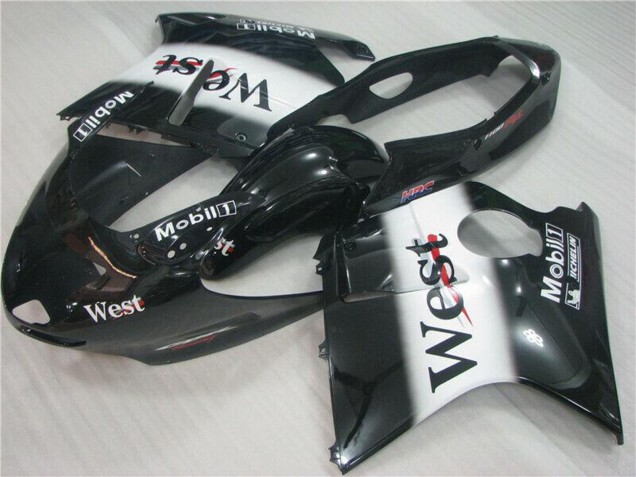 1996-2007 Glossy Black White West Honda CBR1100XX Motorcycle Fairings UK Stores