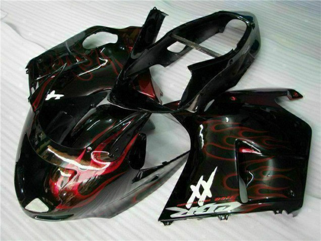 1996-2007 Glossy Black Red Flame Honda CBR1100XX Abs Motorcycle Fairing UK Stores