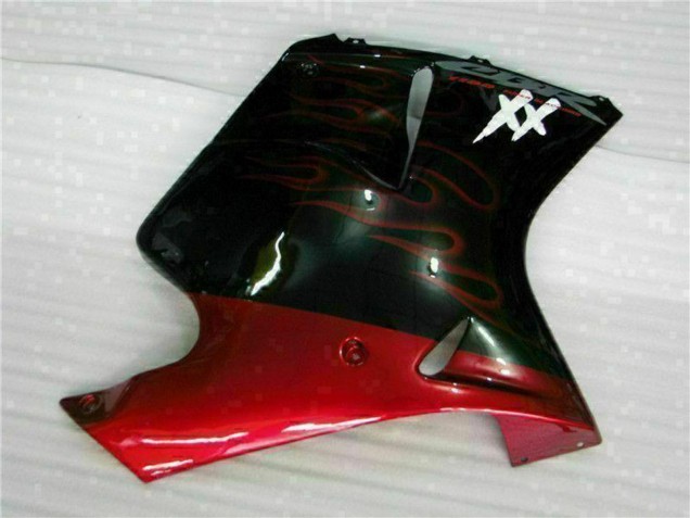 1996-2007 Glossy Black Red Flame Honda CBR1100XX Abs Motorcycle Fairing UK Stores