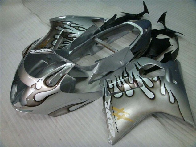 1996-2007 Silver Black Flame Honda CBR1100XX Motorcycle Fairing UK Stores