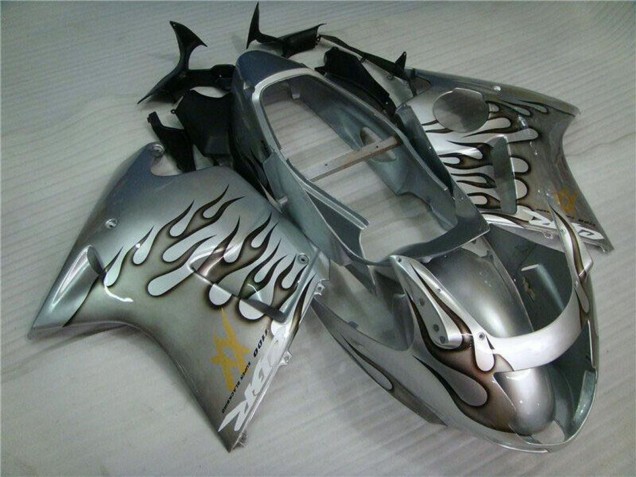 1996-2007 Silver Black Flame Honda CBR1100XX Motorcycle Fairing UK Stores