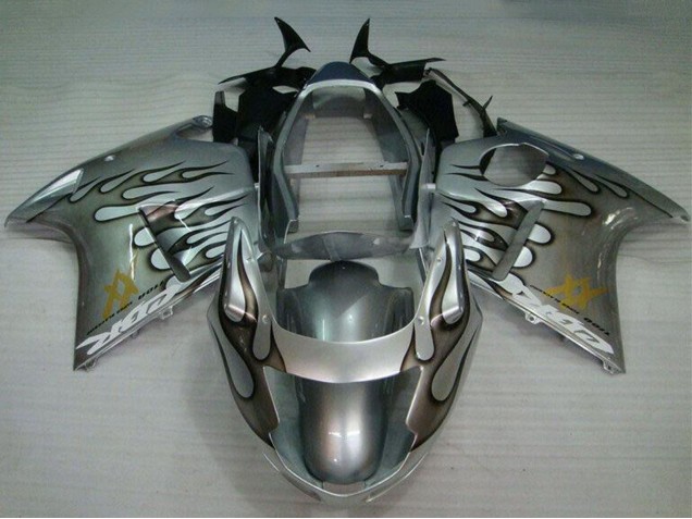1996-2007 Silver Black Flame Honda CBR1100XX Motorcycle Fairing UK Stores