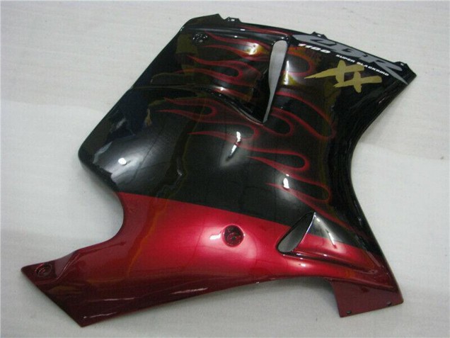 1996-2007 Glossy Black Red Flame Honda CBR1100XX Abs Motorcycle Fairings UK Stores