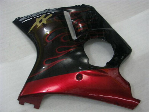 1996-2007 Glossy Black Red Flame Honda CBR1100XX Abs Motorcycle Fairings UK Stores