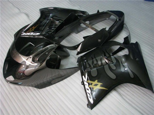 1996-2007 Glossy Black Silver Flame Honda CBR1100XX Motorcycle Fairings UK Stores
