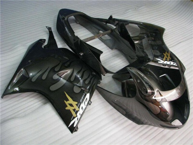 1996-2007 Glossy Black Silver Flame Honda CBR1100XX Motorcycle Fairings UK Stores