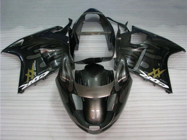 1996-2007 Glossy Black Silver Flame Honda CBR1100XX Motorcycle Fairings UK Stores