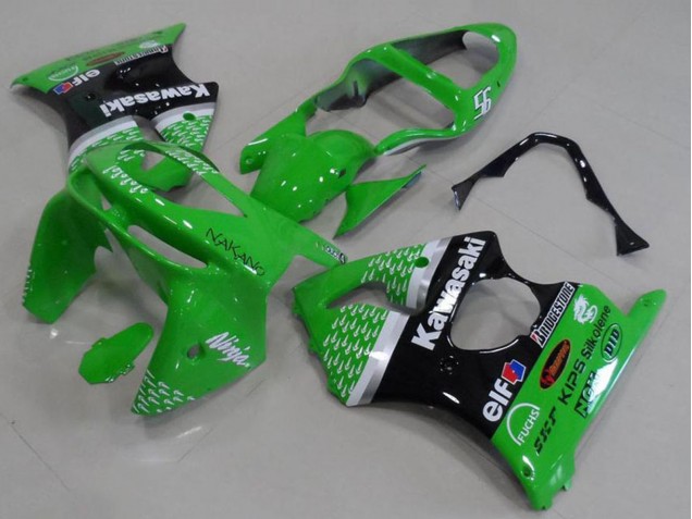 1998-1999 Green White Silver Glossy Black Kawasaki ZX6R Motorcycle Fairings UK Stores