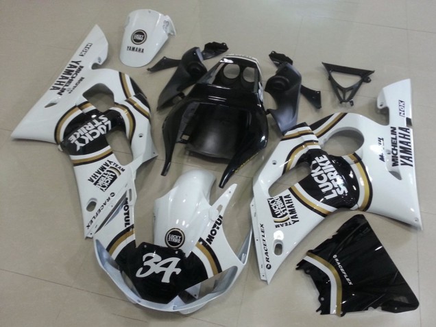 1998-2002 White Black Motul Lucky Strike 34 Yamaha YZF R6 Motorcycle Fairings UK Stores