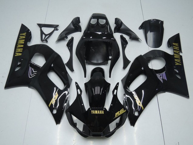 1998-2002 Glossy Black Gold Decals Yamaha YZF R6 Motorcycle Fairings UK Stores