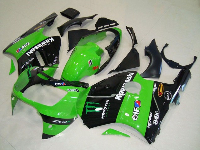 2000-2001 Green Glossy Black Elf Touch4 Monster Kawasaki ZX12R Motorcycle Fairings UK Stores