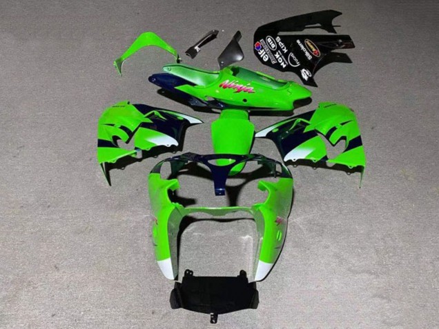 2000-2001 Green White Glossy Black Kawasaki ZX9R Motorcycle Fairing UK Stores
