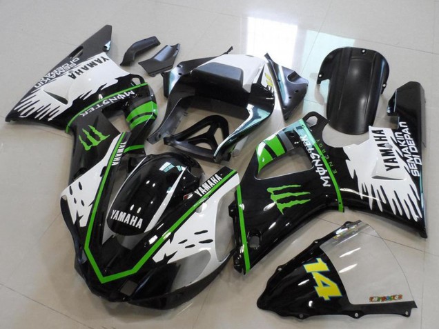 2000-2001 Glossy Black White Green Monster Yamaha YZF R1 Motorcycle Fairings UK Stores