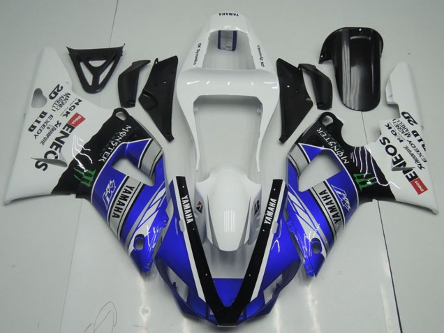2000-2001 White Blue Black ENEOS Monster Yamaha YZF R1 Motorcycle Fairings UK Stores