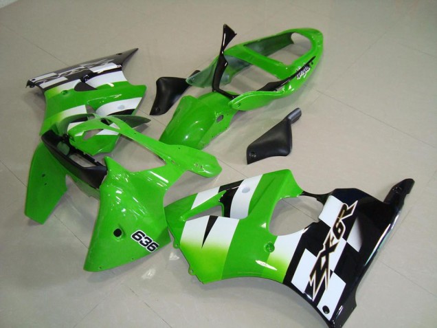 2000-2002 Green White Black 636 Kawasaki ZX6R Motorcycle Fairings UK Stores