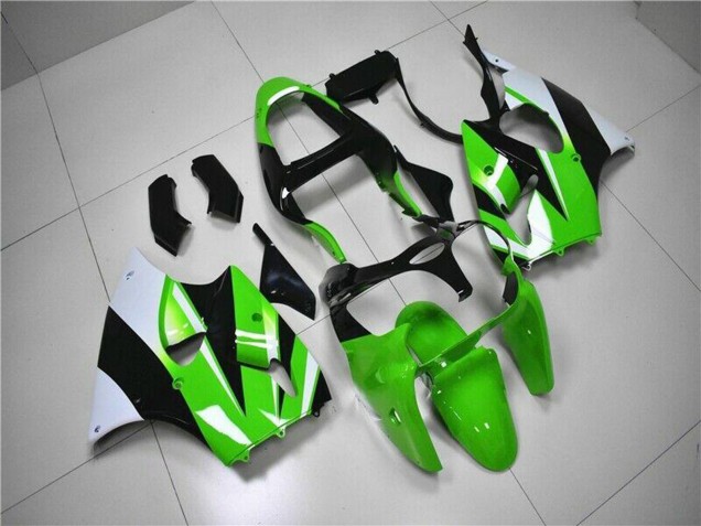 2000-2002 Green White Black Kawasaki ZX6R Motorcycle Fairing Kits UK Stores