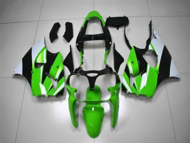 2000-2002 Green White Black Kawasaki ZX6R Motorcycle Fairing Kits UK Stores
