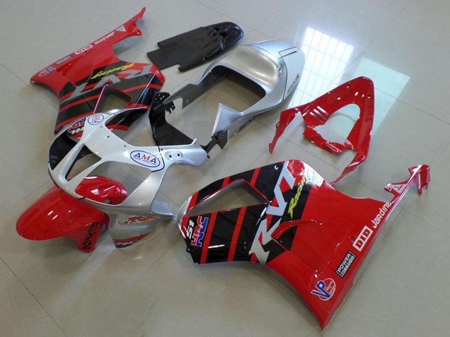 2000-2006 Silver Red Glossy Black Stripe Honda VTR1000 Motorcycle Fairings UK Stores