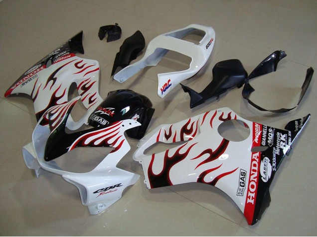 2001-2003 White Red Glossy Black Flame Honda CBR600 F4i Motorcycle Fairings UK Stores