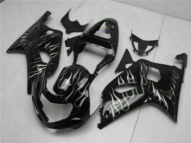 2001-2003 Glossy Black Silver Flame Suzuki GSXR 600/750 Motorcycle Fairings UK Stores