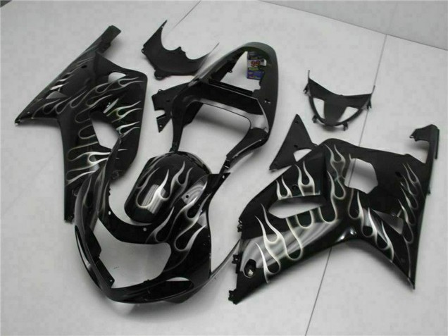 2001-2003 Glossy Black Silver Flame Suzuki GSXR 600/750 Motorcycle Fairings UK Stores