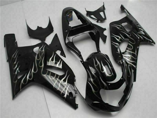 2001-2003 Glossy Black Silver Flame Suzuki GSXR 600/750 Motorcycle Fairings UK Stores