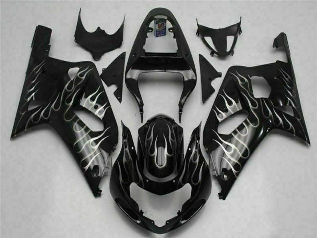 2001-2003 Glossy Black Silver Flame Suzuki GSXR 600/750 Motorcycle Fairings UK Stores