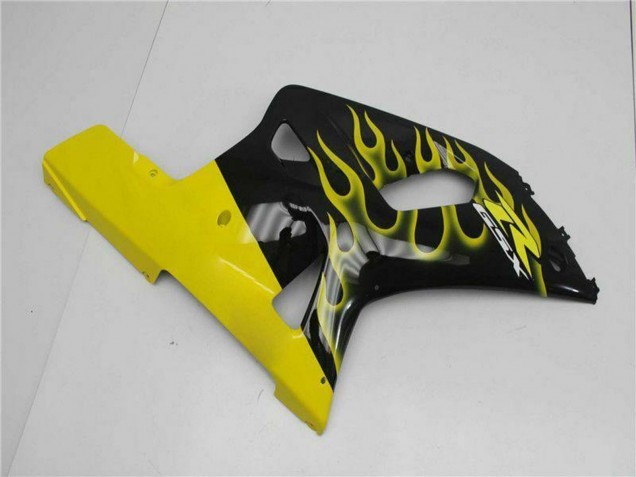 2001-2003 Glossy Black Yellow Flame Suzuki GSXR 600/750 Motorcycle Fairings UK Stores