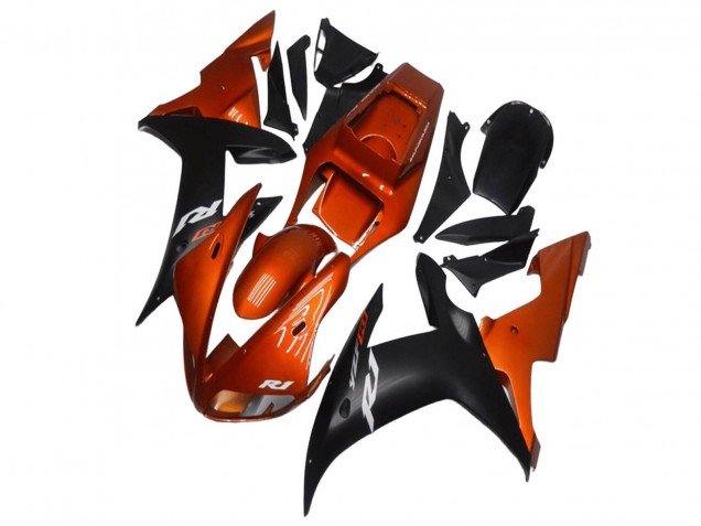 2002-2003 Orange Matte Black Yamaha YZF R1 Motorcycle Fairings UK Stores
