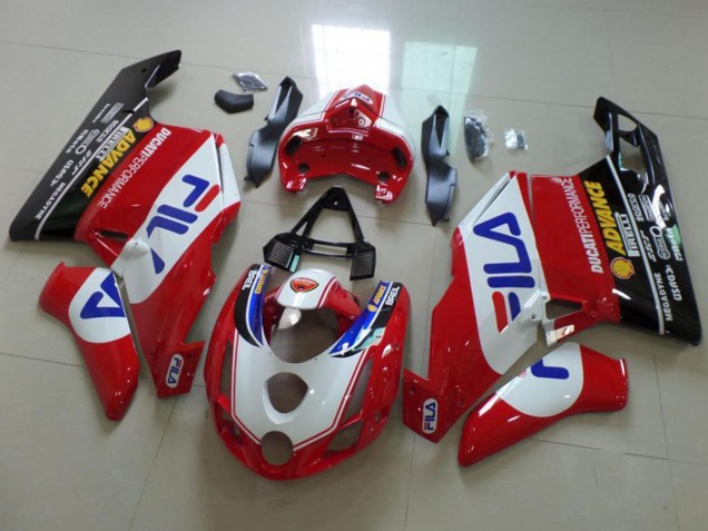 2003-2004 White Red Blue Glossy Black Fila Ducati 749 999 Motorcycle Fairings UK Stores