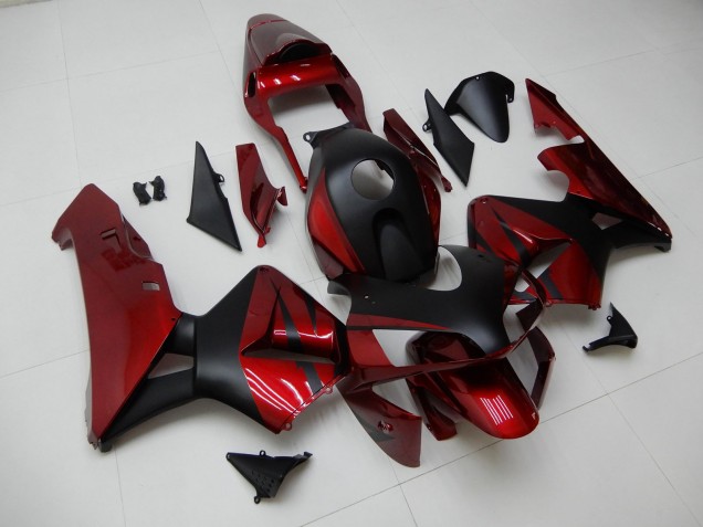 2003-2004 Red Matte Black Stripe Honda CBR600RR Motorcycle Fairings UK Stores
