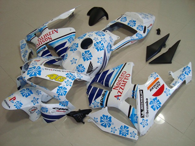 2003-2004 White Blue Red Nastro Azzurro Honda CBR600RR Motorcycle Fairings UK Stores