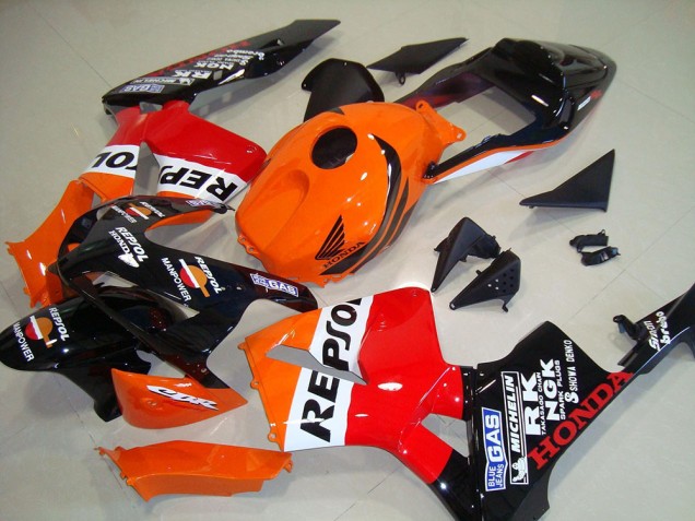 2003-2004 Orange White Red Glossy Black Repsol Honda CBR600RR Motorcycle Fairings Kit UK Stores