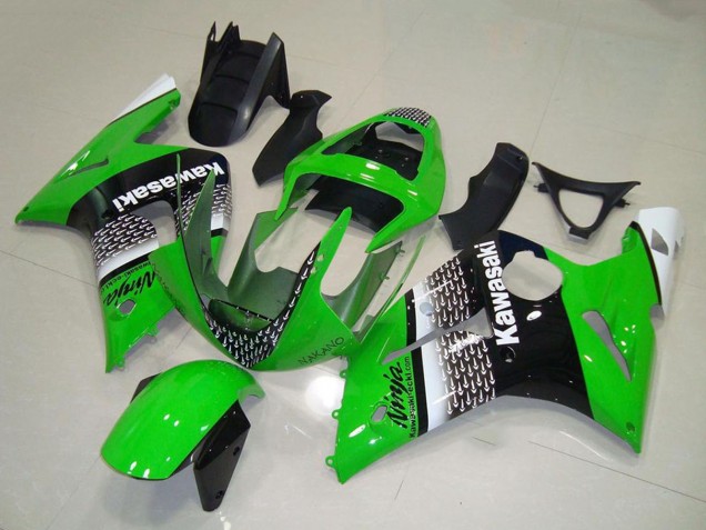 2003-2004 Green White Black Kawasaki ZX6R Motorcycle Fairing UK Stores