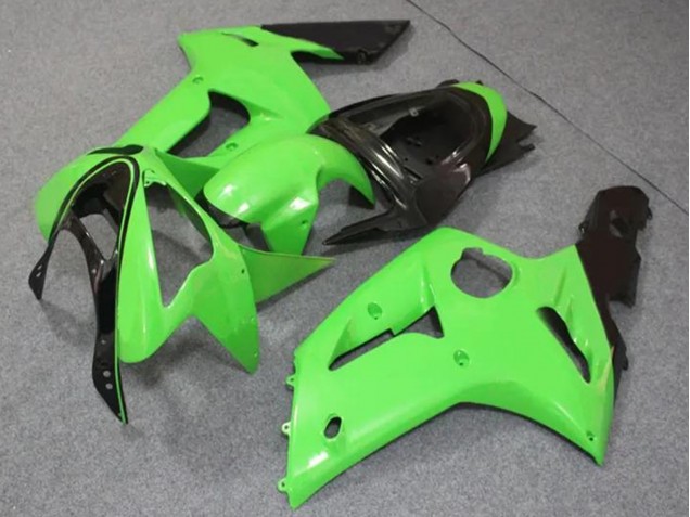 2003-2004 Light Green Glossy Black Kawasaki ZX6R Motorcycle Fairings UK Stores
