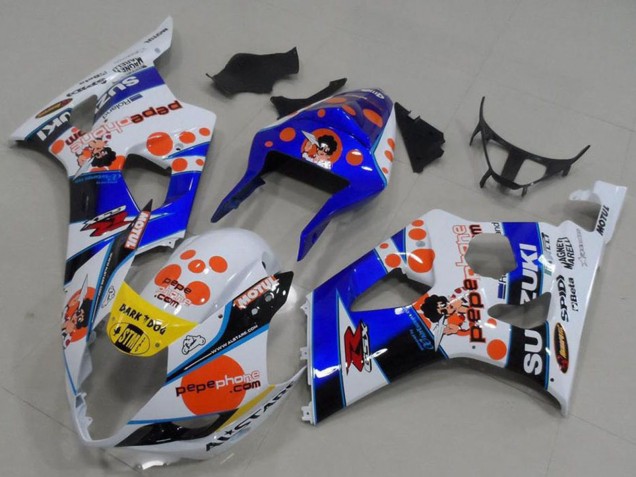 2003-2004 White Blue Red Yellow Pepe Phone Suzuki GSXR 1000 Motorcycle Fairings UK Stores
