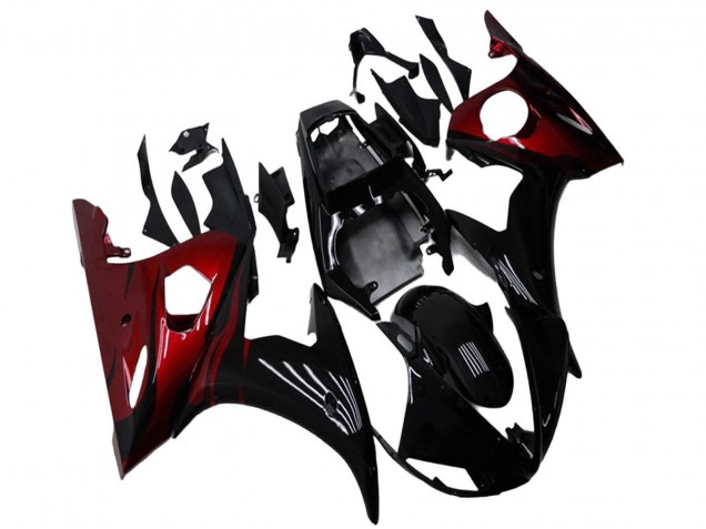 2003-2004 Glossy Black Red Yamaha YZF R6 Motorcycle Fairing Kits UK Stores