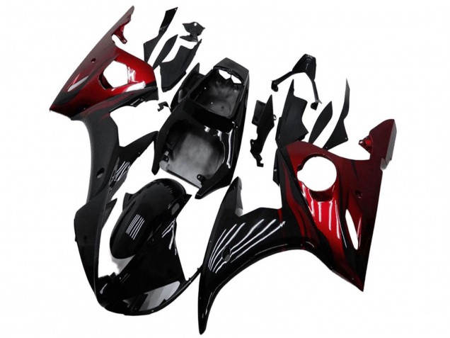 2003-2004 Glossy Black Red Yamaha YZF R6 Motorcycle Fairing Kits UK Stores