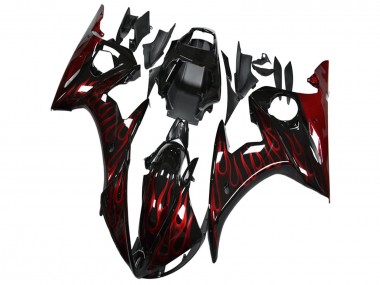2003-2004 Glossy Black Red Flame Yamaha YZF R6 Motorcycle Fairing UK Stores