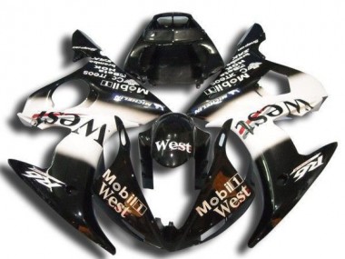 2003-2004 Glossy Black White Mobil West Michelin Yamaha YZF R6 Motorcycle Fairings UK Stores