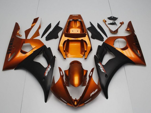 2003-2004 Orange Matte Black Yamaha YZF R6 Motorcycle Fairings UK Stores