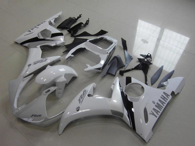 2003-2004 White Glossy Black Yamaha YZF R6 Motorcycle Fairing Kits UK Stores