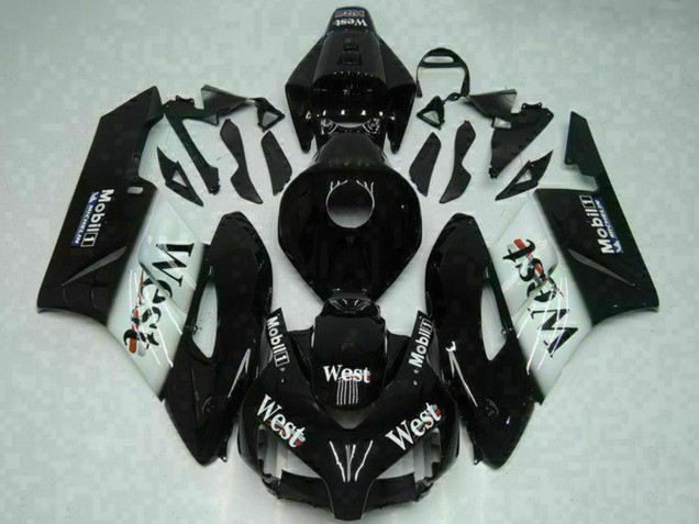 2004-2005 Glossy Black White West Mobil Michelin Honda CBR1000RR Motorcycle Fairings UK Stores