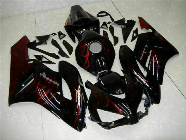 2004-2005 Glossy Black Red Flame Honda CBR1000RR Motorcycle Fairings UK Stores