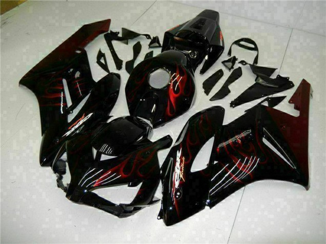 2004-2005 Glossy Black Red Flame Honda CBR1000RR Motorcycle Fairings UK Stores