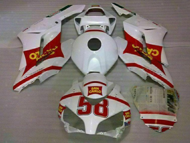 2004-2005 White Red Yellow San Carlo 58 Honda CBR1000RR Motorcycle Fairings UK Stores
