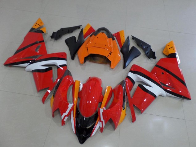 2004-2005 Orange Black and White Kawasaki ZX10R Motorcycle Fairings UK Stores